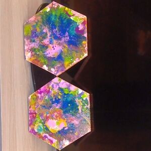 Colorful Hexagon Set of 2 paintings